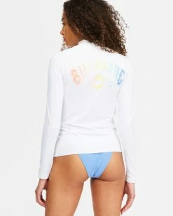 Discount 🔔 Billabong Core Mock Neck Long Sleeve Rashguard WHITE 🌟 -Women's Swim Store abjwr00169 billabongw wht bck1 1