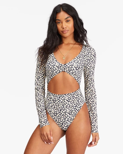 Best Pirce 🛒 Billabong Pretty Daze Long Sleeve 🩱 Swimsuit BLACK PEBBLE 👍 6 Best Pirce 🛒 Billabong Pretty Daze Long Sleeve 🩱 Swimsuit BLACK PEBBLE 👍 - Image 6