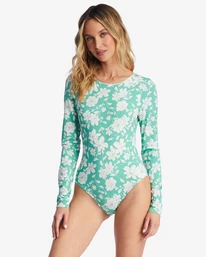 Brand new 😍 Billabong Field Day UPF 50 Long Sleeve One-Piece 🩱 Swimsuit SWEET GRASS 😀