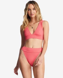 New ⌛ Billabong 🌞 Summer High Plunge 👙 Bikini Top CORAL CRUSH 🎉