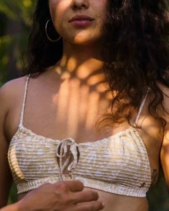 Cheap 🌟 Billabong Sea Thru Me Coco Bralette 👙 Bikini Top DESERT SAND 👍 -Women's Swim Store abjx300457 billabongl ded frt1 1