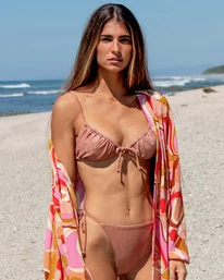 Best deal ๐ Billabong Starry Eyes Ruched Triangle ๐ Bikini Top SWEET CHOCOLATE โ๏ธ