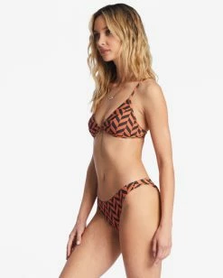 Hot Sale 👏 Billabong Cross Step Charlie Fixed Triangle 👙 Bikini Top BRICK ⌛ -Women's Swim Store abjx300709 billabongw brk sd1 1
