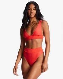 Coupon ๐ Billabong Lined Up Remi Plunge Triangle ๐ Bikini Top BRIGHT POPPY ๐