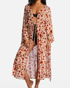 Best Sale ⌛ Billabong Cosmic Dreamer Kimono Beach Cover-Up ANTIQUE WHITE 🔥 -Women's Swim Store abjx600194 billabongw anw dtl1 1