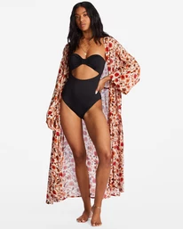 Best Sale ⌛ Billabong Cosmic Dreamer Kimono Beach Cover-Up ANTIQUE WHITE 🔥