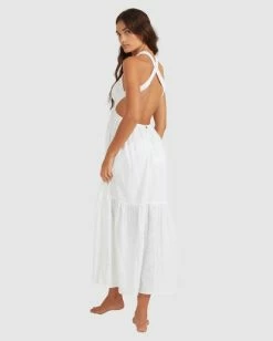 Cheapest 🥰 Billabong Shore Thing Maxi 👗 Dress WHITE ✔️ -Women's Swim Store ubjwd00140 billabongw wht bck1 1
