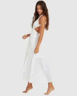 Cheapest 🥰 Billabong Shore Thing Maxi 👗 Dress WHITE ✔️ -Women's Swim Store ubjwd00140 billabongw wht frt1 1