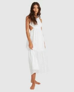 Cheapest 🥰 Billabong Shore Thing Maxi 👗 Dress WHITE ✔️ -Women's Swim Store ubjwd00140 billabongw wht frt2 1