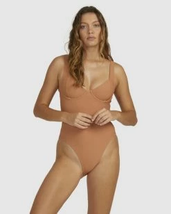 Best Sale 💯 Billabong Tanlines Chloe One-Piece 🩱 Swimsuit TOFFEE 🤩 -Women's Swim Store ubjx100128 billabongw tof frt1 1