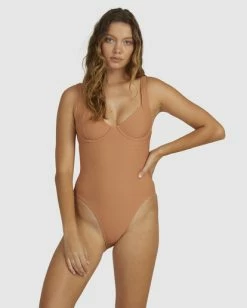 Best Sale 💯 Billabong Tanlines Chloe One-Piece 🩱 Swimsuit TOFFEE 🤩 -Women's Swim Store ubjx100128 billabongw tof frt2 1