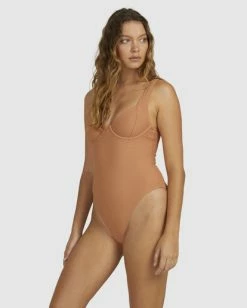 Best Sale 💯 Billabong Tanlines Chloe One-Piece 🩱 Swimsuit TOFFEE 🤩 -Women's Swim Store ubjx100128 billabongw tof sd1 1