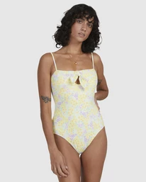 Hot Sale 🌟 Billabong Tempest Cut-Out One Piece 🩱 Swimsuit LEMON LIME 🤩