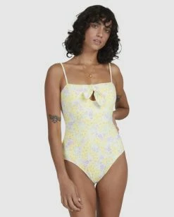 Hot Sale 🌟 Billabong Tempest Cut-Out One Piece 🩱 Swimsuit LEMON LIME 🤩 -Women's Swim Store ubjx100145 billabongw lml frt1 2