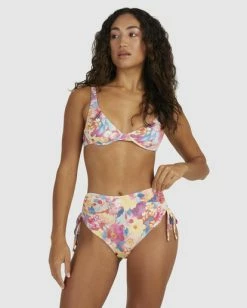 Flash Sale ✨ Billabong ☀️ Summer Bliss Ruched Retro 👙 Bikini Bottoms RED ⌛ -Women's Swim Store ubjx400376 billabongw red frt1 1